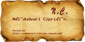 Nádudvari Ciprián névjegykártya